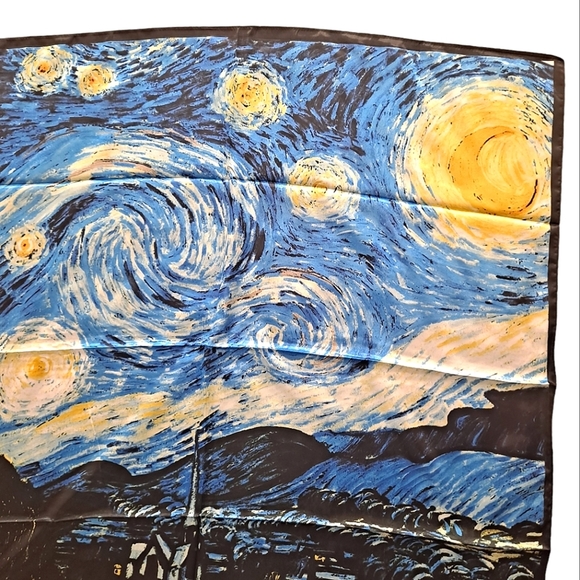 💖 2/$30 Square Satin abstract art oil painting blue Hair neck or purse Scarf - Picture 7 of 14